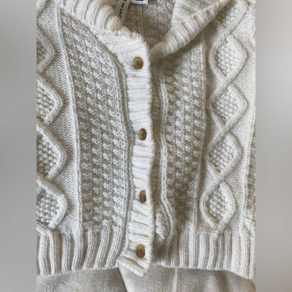 Janie and Jack Cream Cable Knit Cardigan Sweater - Picture 4 of 7